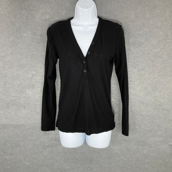Standard‎ James Perse Button Henley Top Long Sleeve V Neck Shirt Size Small - Picture 1 of 10